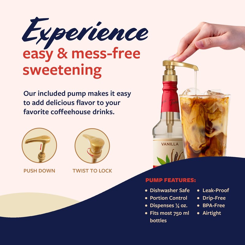 Torani Puremade Syrup, Vanilla Flavoring for Drinks, Pump Included, 25.4