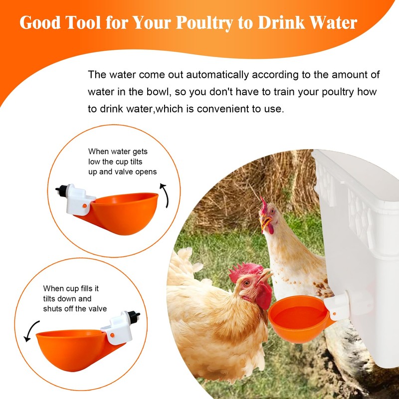 Large Automatic Chicken Waterer Cups DIY Poultry Chicken Waterer Kit