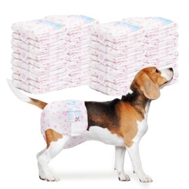 Disposable Dog Diapers Female 90 Count Puppy Diapers Female (Waist 13.4-19.7 in L) Super Absorbent Large Doggie Diapers for Heat Excitable Urination or Incontinence - Pink