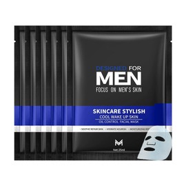 Men's Cooling Mask, Men's Hydrating Moisturizing Oil Control Soothing Acne Mask, Facial Mask Set 6 Pieces, Cooling Wake Up Call, Suitable for All Skin Types