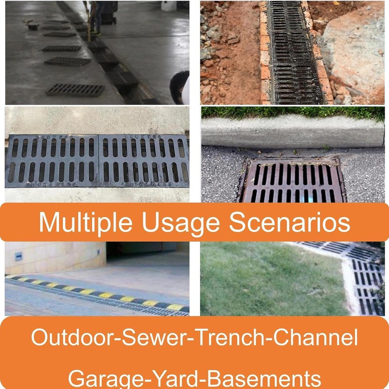 DuuMuut Cast Iron Drain Grate and Frame 12x8 in, B-Class