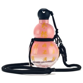 Kearnybo Gourd Water Bottle Tritan BPA-Free 210°F Heat Resistant - Leak-Proof Push-On Rubber Stopper, Stylish Gradient Colors with 2 Versatile Straps for Hanging - Durable (Pink)