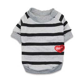 French Bulldog Clothes Striped Dog Clothes Medium Dogs T Shirts Boston Bulldog Sweatshirt, Large, Grey