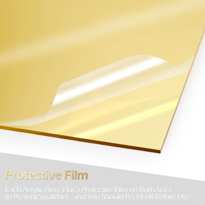 Gold Mirror Acrylic Sheets, 2 Pack 12" x 12" Square