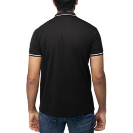 X RAY Men's Polo Shirts Short Sleeve, Slim Performance Stretch Cotton Golf Polos for Men, Black/White, Medium