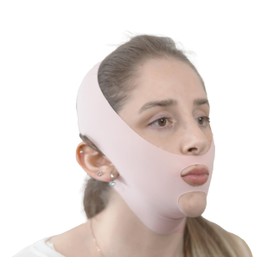 SUNILLUMA Mascarilla De Estiramiento Facial V Line Con Correa Para La Barbilla, Moldeador De Mandíbula, Reductor De Papada, Cinta Para Estiramiento Facial Y Solución Para Ronquidos (Rosa-Zpl)