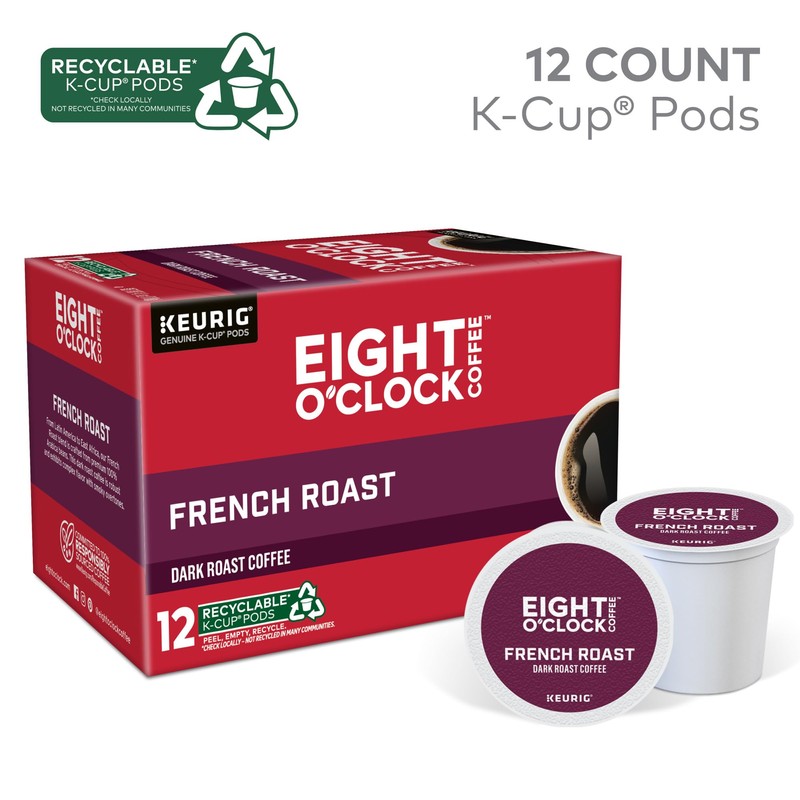 Eight O'Clock Coffee French Roast, Single-Serve Coffee K-Cup Pods, Dark