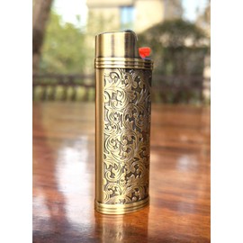 Lucklybestseller Metal Lighter Case Cover Holder Vintage Floral Stamped for BIC Full Size Lighter J6
