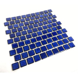 Tenedos 1x1 Cobalt Blue Square (Exact Size 1-1/8 in.) Brick Porcelain Mosaic Floor Wall Pool Tile Backsplash on Mesh 12x12 for Kitchen, Swimming Pool, Bathroom Shower, Accent Decor (1 Sheet)