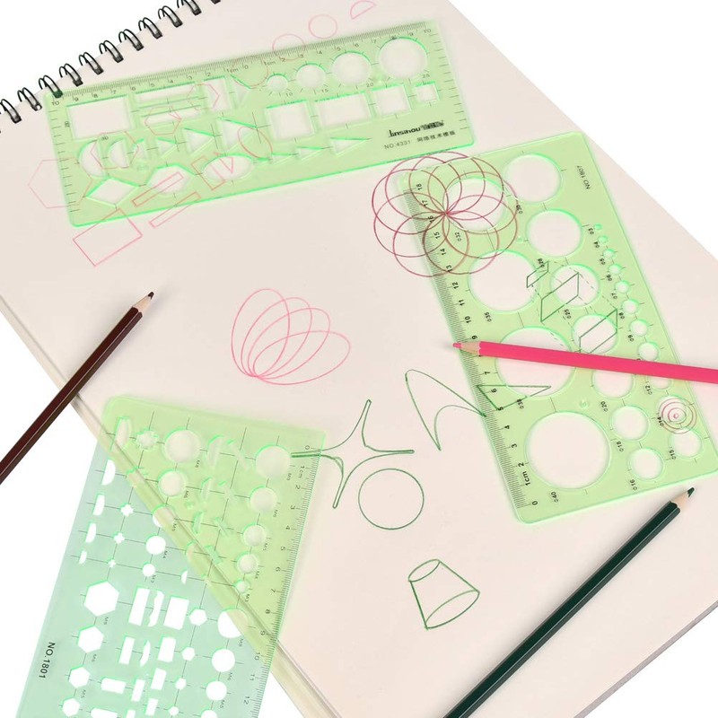 EMNIMQ Pack of 11 Architecture Geometry Stencil Technical Drawing Templates,