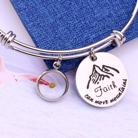 Inspirational Mustard Seed Faith Bracelets Christian Gifts for Women Teen-Girls (Faith Move Mountains)