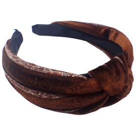 Topkids Accessories Velvet and Lurex Knot Alice Bands Adult Women, Hair Accessories for Women, Hair Bands for Women, Thick Headband, Womens Headbands, Head Bands Adult Women, Wide Headbands (Brown)