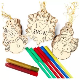 Factory Direct Craft Wood Snow / Snowman Decorate Your Own Holiday Ornament Crafting Kit - Makes 90