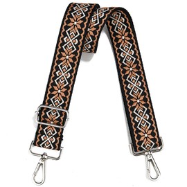 LVYOUME Crossbody Straps for Purses Silver Hardware Purse Strap Wide Shoulder Strap Adjustable Replacement,Retro Jacquard Embroidery for Shoulder Bags