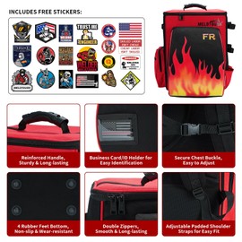 MELOTOUGH Welding Backpack Fire - Resistant Fabric 32.56L Large Capacity Welding Bag for Tools and Helmet Multipurpose Welder Backpack with Multiple Storage and Extra Stickers (Red)