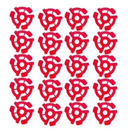 45 RPM Vinyl Record Adapters, 7 Inch Singles, Plastic Inserts (20) (red)
