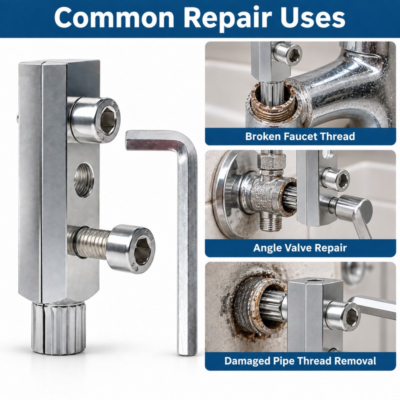 Broken Pipe Thread Extractor Tool – Adjustable 4/6 Point Faucet