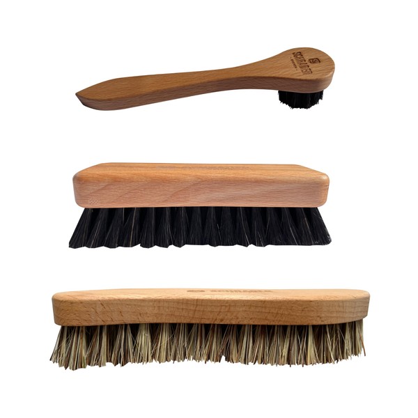 Schrader Shoe Brush Set - Shoe Cleaning Set with Wooden