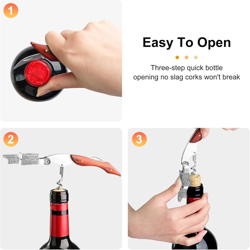 HOOMIL Wine Opener, 3-in-1 Professional Corkscrews for Wine Bottles with
