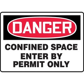 Accuform "Danger CONFINED Space Enter by Permit ONLY" Aluminum Safety Sign, 7" x 10", MCSP133VA