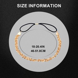 Gold Headpiece - ShiningUU Crystal Rhinestone Headband with Chain Detail | 70s Accessories for Women | Wedding Hair Accessories for Bride & Bridesmaids