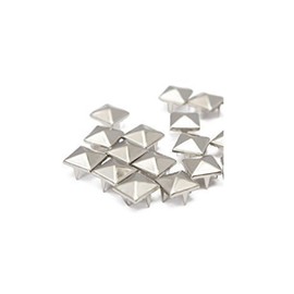 DIY Nailheads Metal Punk Spikes Spots Square Pyramid Studs Pack of 100 PCS (6mm, Silver)