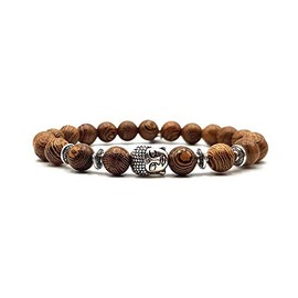 KARDINAL WEIST Buddha Wooden Bracelet, Yoga Jewellery for Men and Women, Peace - Anti-Stress - Energy - Chakra - No. 1, Wood,