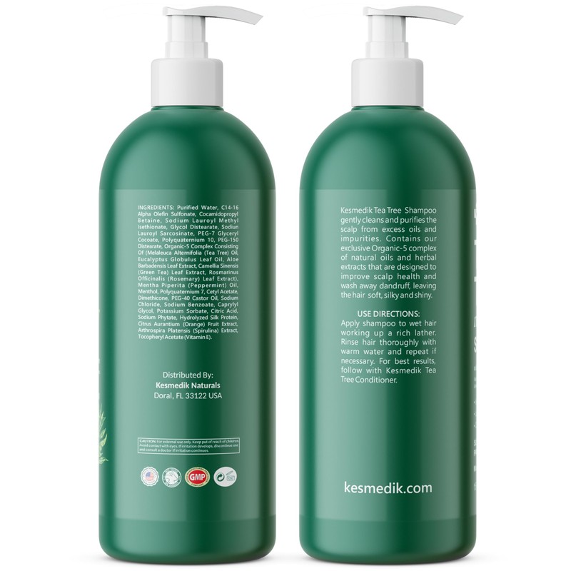 KESMEDIK Tea Tree Oil Shampoo MaxTherapy, Itchy Scalp Relief, Refreshes