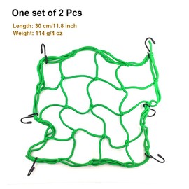 2 PCS Cargo Net,11.8 inch x11.8 inch Rack Elastic Storage Net 6 Adjustable Hooks for Bike Bicycle Motorcycle (Green)