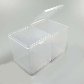 [MEKN4333_63_63] Translucent 2-Compartment Organizer for Cotton Pads, Cotton Swabs, and Small Items / [MEKN4333_63_63]화장솜 면봉 소품보관 반투명 정리함 2구