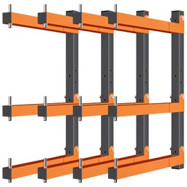Lumber Storage Rack Wall-Mounted Lumber Racks Heavy Duty Wood Storage Rack with 6-Level Holds Up 720 LBS Sturdy Folding Garage Wood Organizer Orange Shelving Metal Shelf for Indoor & Outdoor- 4 Pack