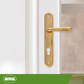 Amig - Brass Door Handle Set - Model 252PB85-250x40mm - 8mm Square - Corrosion Resistant - Includes Screws - Surface: Polished