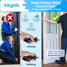 eSynic 2Pack Air Wedge Door Lifter Pump Smooth PU Rubber Wedge Up Bag Air Lifting Bags Heavy Door Hanging Pump Load-Bearing 297lbs/134Kg Pump Wedge With 4 Plastic Wedges - Blue