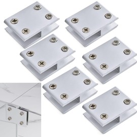 Cokritsm 180 Degrees Glass Clamps 8-10mm Glass, Aluminum Glass Clip for Glass Cupboard Cabinet No Drilling Glass Clamps 6pack