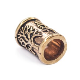 Windalf Medieval Hair & Beard Jewellery Darva 14 mm Tree of Life Beard Pearl High-Quality Bronze, Bronze