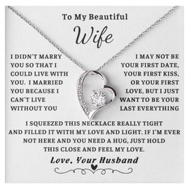 Momavo Jewelry To My Wife , Forever love necklace , Gift For Wife, Wife Husband Gift, Gift For Wife, Wife Necklace, Romantic Gift, Christmas Birthday Valentines Gift (Standard Box, 14k White Gold Finish)