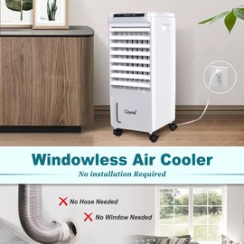 CAYNEL Portable Air Conditioners,Evaporative Air Cooler w/7H Timer for Auto-Off,4 Modes & 3 Speeds,1.85-Gal Tank Windowless Air Conditioner,Swamp Cooler Air Conditioner for Room Bedroom Outdoor Indoor