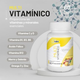 Multivitamínico NIN Complejo B, Vitamina C, D, B12, Hierro