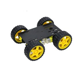 Premium 4WD Smart Robot Car Chassis Platform Kit for Arduino, Raspberry Pi, MicroBit - DC Electric Motor with Plastic TT Wheel, 3-6V Dual Shaft Gear Motor, Magnetic Gearbox Engine (Black)