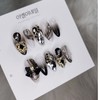 Black Granation Full Stone Nail Handmade Nail Tips - Coffin