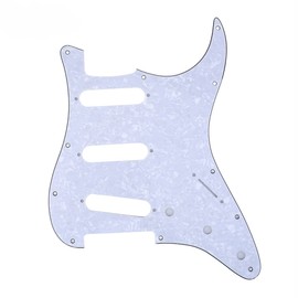 Musiclily 11 Hole SSS Strat Pickguard Scratch Plate for Fender USA/Mexican Standard Stratocaster Modern Style Electric Guitar, 4Ply White Pearl
