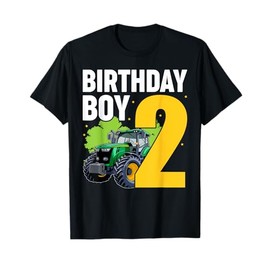 Kids Tractors 2 Years Old 2nd Birthday Boy Farm Boy Tractor T-Shirt