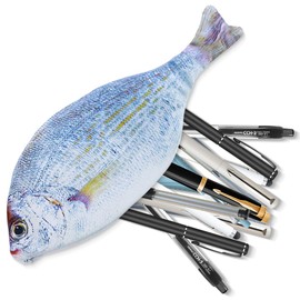 SIVZUMO 1 x Fish Shaped Pencil Case Novelty Fish Pencil Case with Padded Lining Fish Gifts Fish Gift for School Classroom