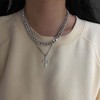 Yienate Punk Layered Cross Necklace Choker Gothic Chunky Cuban Chain
