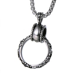 ZIYMU zm-p-050s Cross Ring Pendant Necklace, Venetian Chain, Women's, Men's, 19.7 inches (50 cm), Silver, Stainless Steel