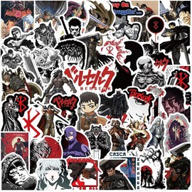Yangsiw Berserk Stickers for Laptop, Cars, Phone, Water Bottle, Skateboard, Suitcase, Guitar, Pad, Cute Anime Vinyl Stickers, Waterproof, Scrapbook Stickers 50pcs …
