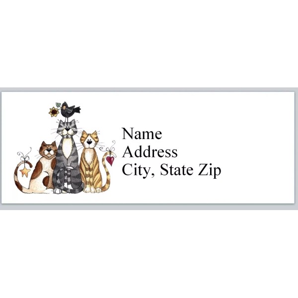 Premium Labels Personalized Address Labels 3 Cats Primitive Country (P