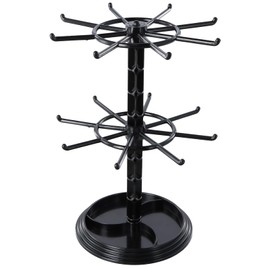 Amexo 2 Tier Rotating Jewelry Display Stand Jewelry Tree Stand Organizer Black Keychain Display Rack Jewelry Rotating Display Holder Spinner Display Stand for Women Girls Necklaces Bracelets