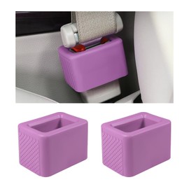 Yourkar 2 PCS Seat Belt Buckle Holder, Non-Slip Silicone Seatbelt Buckle Booster for Kids & Elders, Seat Belt Holder Buckle Fixer for Easy Access Upright Buckling, Car Accessories (Light Purple)