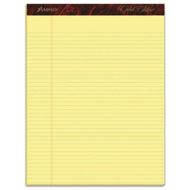 Gold Fibre Writing Pads, Legal/Wide Rule, Ltr, White, 50-Sheet Pads/Pack,
